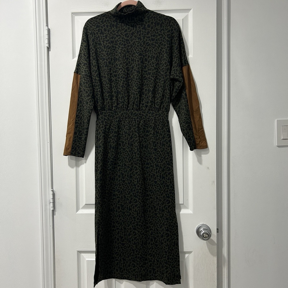 THML Anthropologie Small Long Sleeve Leopard Print Maxi Dress Boho Boutique NWT!